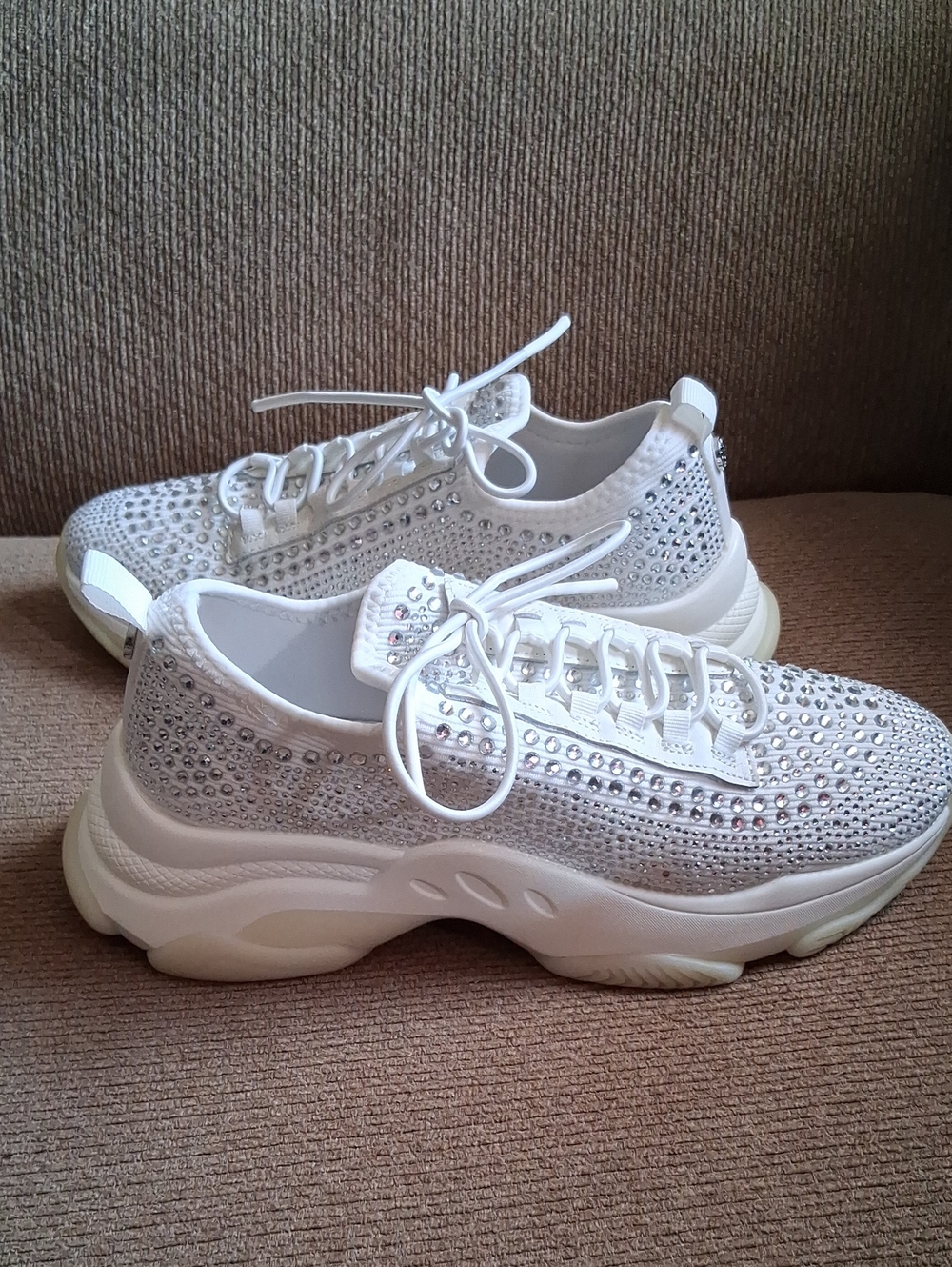 Steve Madden White Rhinestone Sneakers - Picture 2 of 9